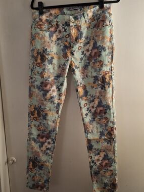 Exocet Women's Floral Print Skinny Pants - Mint Blue Floral